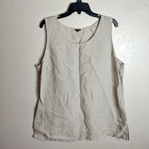 Vivid linen sleeveless crew neck lagenlook blouse sz 2Xl